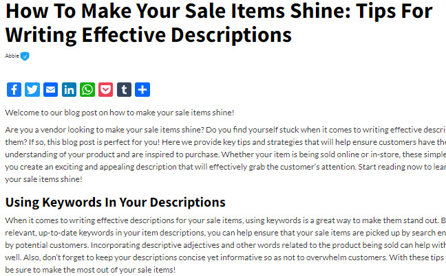 How To Make Your Sale Items Shine: Tips For Writing Effective Descriptions